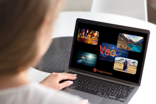 Guilherand-Granges, France - December 05, 2024. Veo by Google DeepMind is an AI tool for advanced video understanding, analysis, and processing.