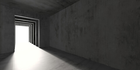 Modern architectural space with light and shadow. 3d render