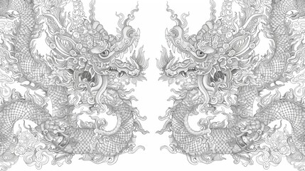 Intricate Thai Dragon Pattern Design