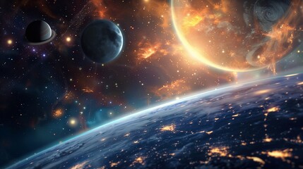 space galaxy with planets