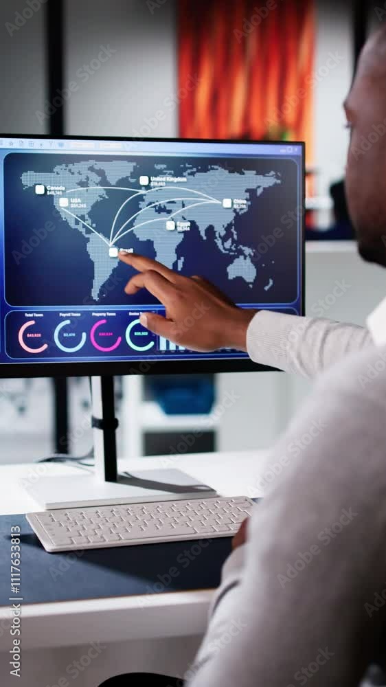 Aufkleber data analytics dashboard in office. financial analyst