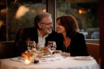 couple in love on a date in a restaurant