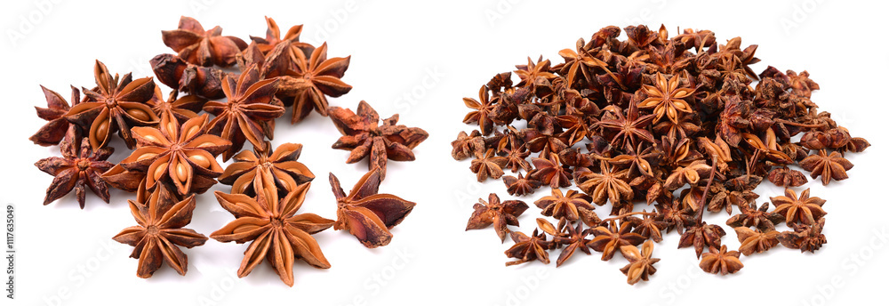 Sticker star anise on white background 