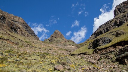 Steep cutbacks on Sani Pass just before reaching the summit and Sani Pass Top Border post