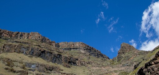 Steep cutbacks on Sani Pass just before reaching the summit and Sani Pass Top Border post