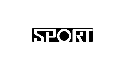 sport lettering, black isolated silhouette