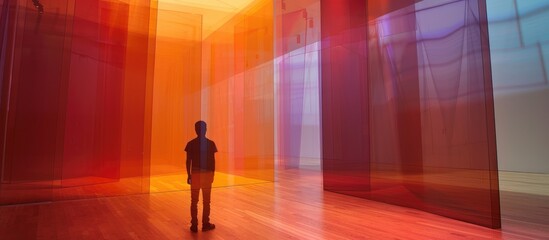 Silhouette of a Person in a Colorful Room