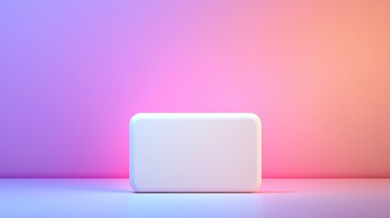 stylish leather wallet concept. Minimalist white object on a gradient background with pink and blue hues.