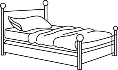 Fototapeta premium Bed Coloring Page