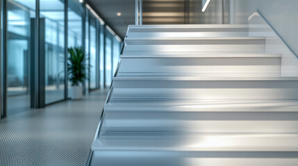 Fototapeta premium White steps in bright modern office.