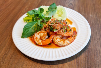 Thai hot and spicy shrimps salad#1
