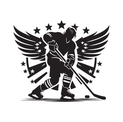 ice hockey player silhouettes  illustration vector