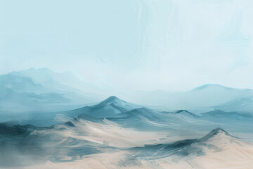 close up horizontal abstract illustration of a desolate mountain landscape fading at the horizon