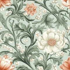 Exotic Floral Seamless Pattern in Renaissance Style
