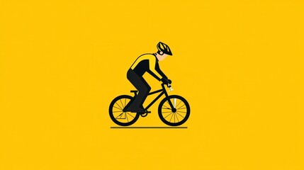 Fototapeta premium Cyclist in action on vibrant yellow background