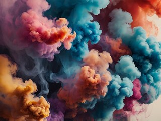 Abstract Colorful Swirling Smoke Cloud Formation