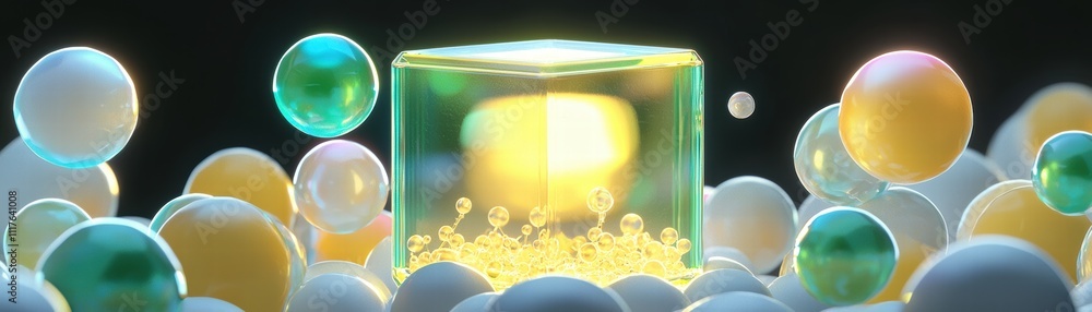 Aufkleber revolutionizing quantum computing a glowing chip in a futuristic lab