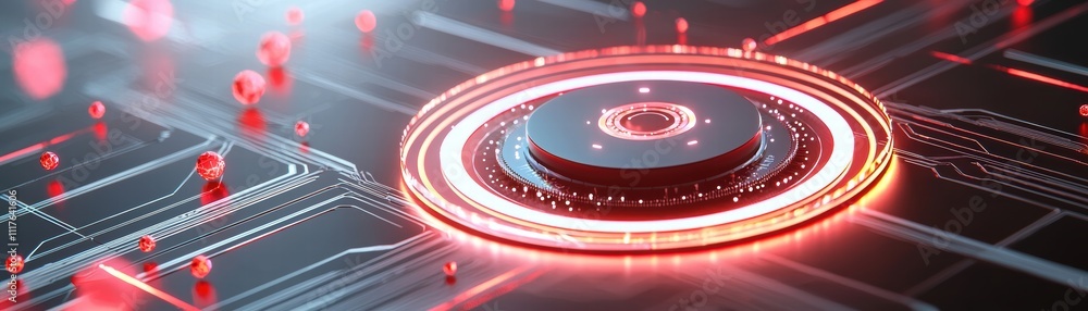 Poster exploring quantum computing a sleek minimalist ai lab holography in a high-tech environment