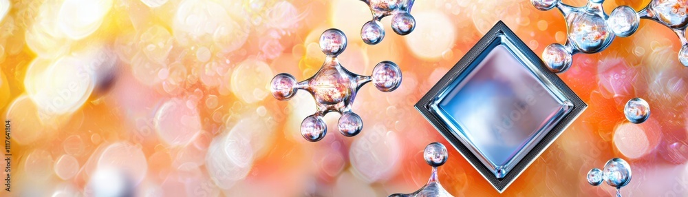 Poster transparent bonding as exploring quantum computing a closeup of a vibrant quantum chip in an ai-driv