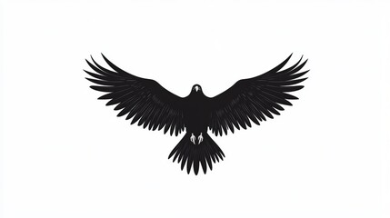 Obraz premium A majestic eagle soaring through the air with its wings outstretched on a transparent background. Vector flat minimalistic isolated illustration.