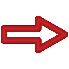 Arrow icon, long arrow, red arrow pointing right, long arrow of thick line, realistic 3d red arrow, vector illustration