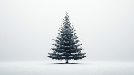 Minimalist Christmas Tree Silhouette on Clean White Background for Elegant Banner or Card Design