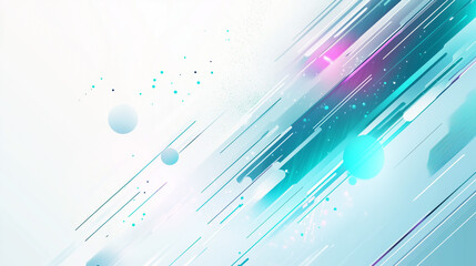 Abstract motion green and violet lines on a white background.