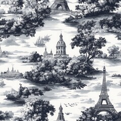 Classic French Toile Pattern Design