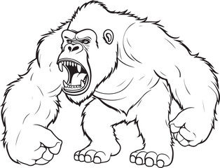 Fototapeta premium Angry Gorilla Coloring Page