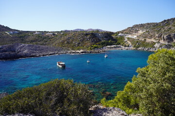 Fototapeta premium picturesque destination , Antony Quinn bay in Rhodes , Greece
