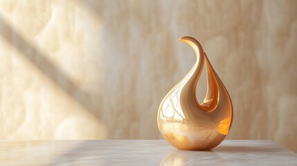 A polished 3D model of a single golden gourd symbol standing upright on a smooth surface