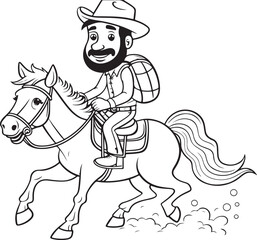 Fototapeta premium Cowboy Coloring Page