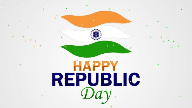 Happy Republic Day white background 4K Animation with shape and typography.