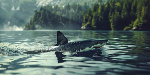 Fototapeta premium a shark swimming in the water