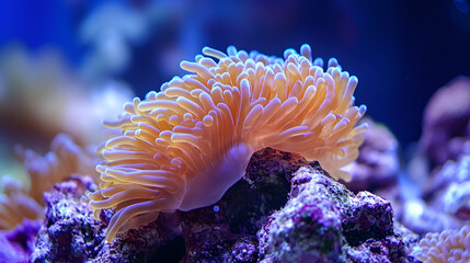Obraz premium Vibrant Orange Coral Polyp in a Marine Aquarium