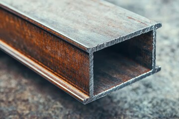 Obraz premium Rusty Metal I-Beam, A Close-Up View of Industrial Strength