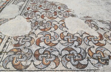 Antique mosaic. Sardis. Fragment of an ancient Turkish city.