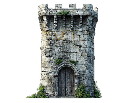 a stone tower with a door