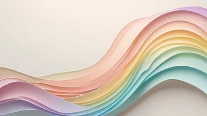 Soft Multicolor Pastel Waves Flowing on a Minimal Neutral Canvas