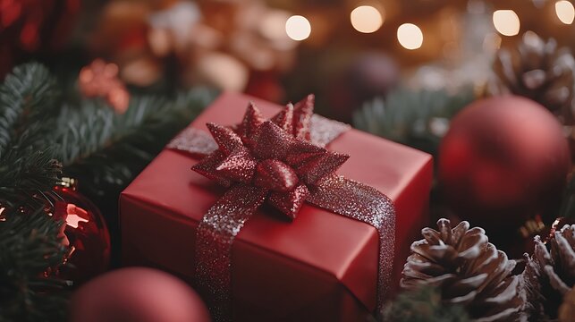 christmas red gift box - Powered by Adobe