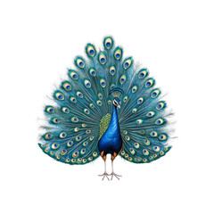 Obraz premium Majestic Peacock with Full Tail Feathers Display