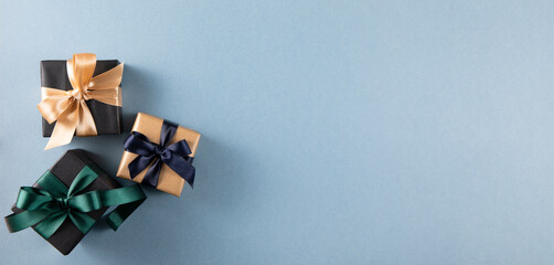 Gift Boxes on Blue Background