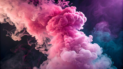 smoke on black background and pink 