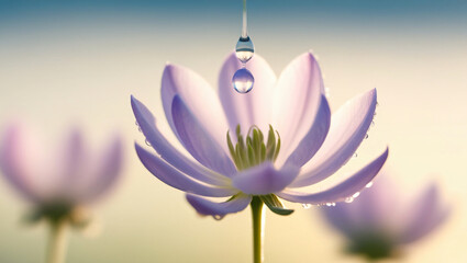 Fototapeta premium lavender flower blooming in the morning, created by generative AI