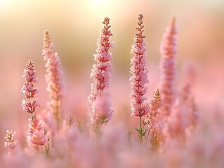 Pink Flower Spikes In Golden Sunset Light