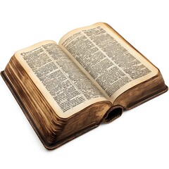 Obraz premium Holy Bible with an open page on a white background.
