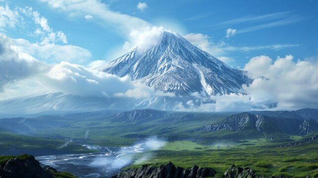 Majestic Avachinsky Volcano in Kamchatka, Russia