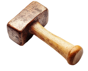 a wooden hammer with a wooden handle