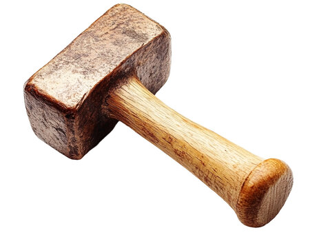 a wooden hammer with a wooden handle