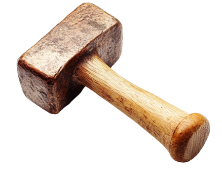 a wooden hammer with a wooden handle